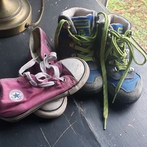 Size 10 Merrell hiking bootsand pink Chuck Taylors